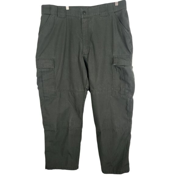 5.11 TACTICAL Pants Mens XL 39.5-43 Short Green Ripstop Canvas Cargo Pocket Work - Picture 1 of 9